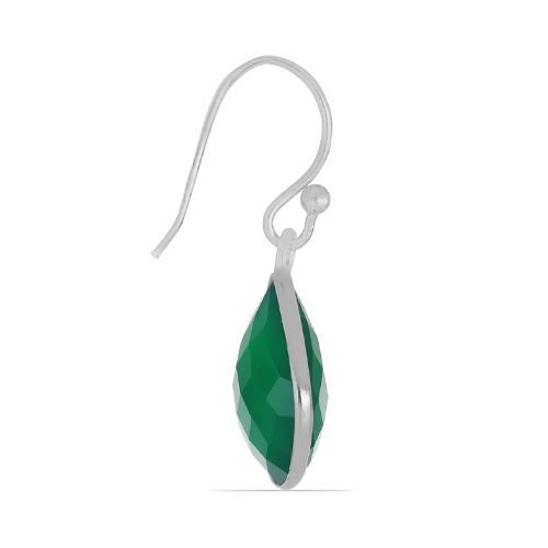 BUY 925 SILVER NATURAL GREEN ONYX GEMSTONE BIG STONE EARRINGS